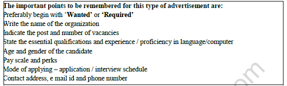 Advertisement Writing Format, Sample Advertisement For Class 12.
